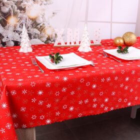 Obrus Świąteczny Gwiazdki – Czerwień Złoto