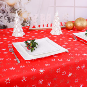 Obrus Świąteczny Gwiazdki – Czerwień Złoto Obrus Świąteczny Gwiazdki – Czerwień Złoto