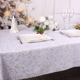Obrus Świąteczny – Biel Złoto