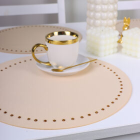 Podkładka Glamour 40 cm Koło – Beżowa + Złote dżety Podkładka Glamour 40 cm Koło – Beżowa + Złote dżety