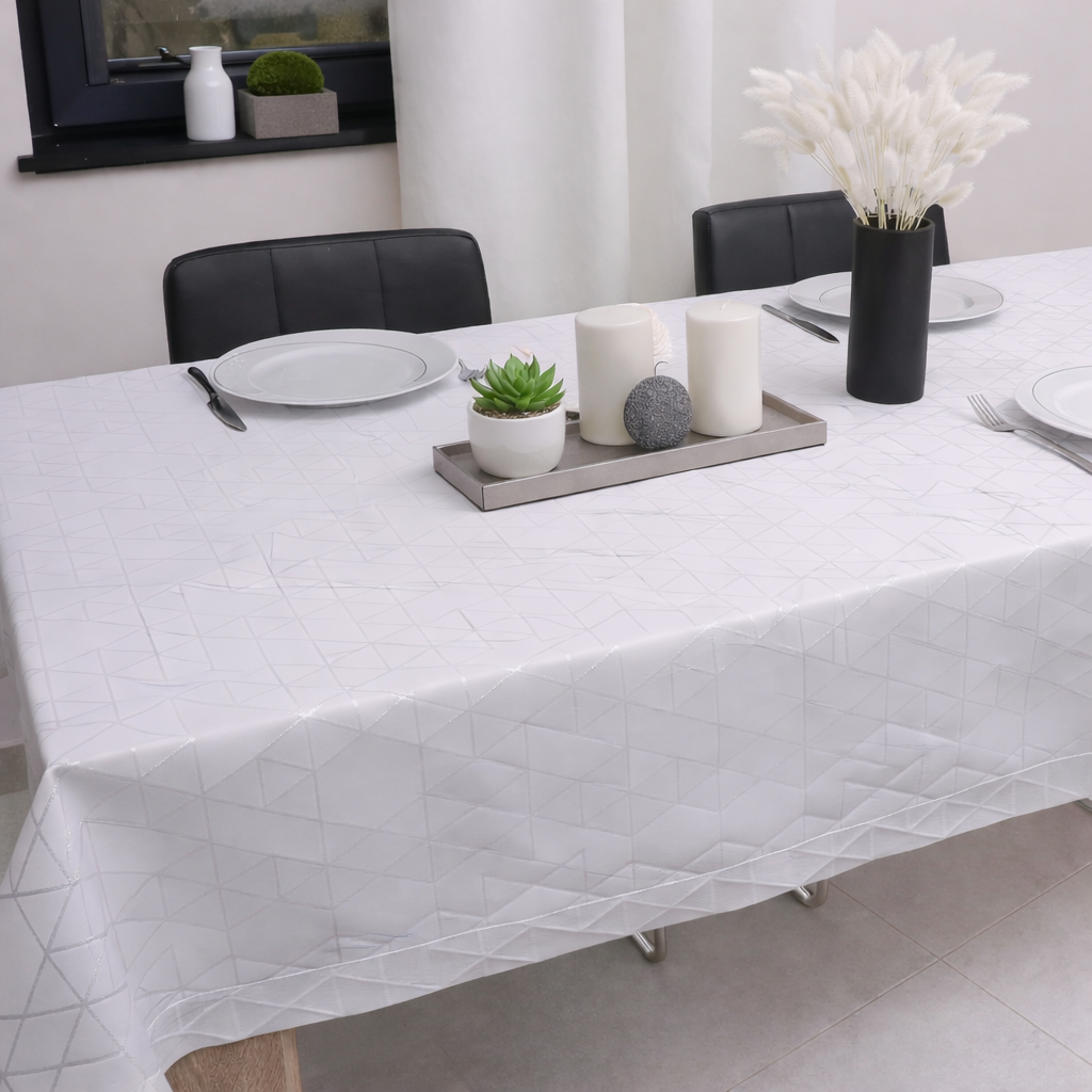 Obrus nowoczesny TOKYO – Biało Srebrny Obrus nowoczesny TOKYO – Biało Srebrny