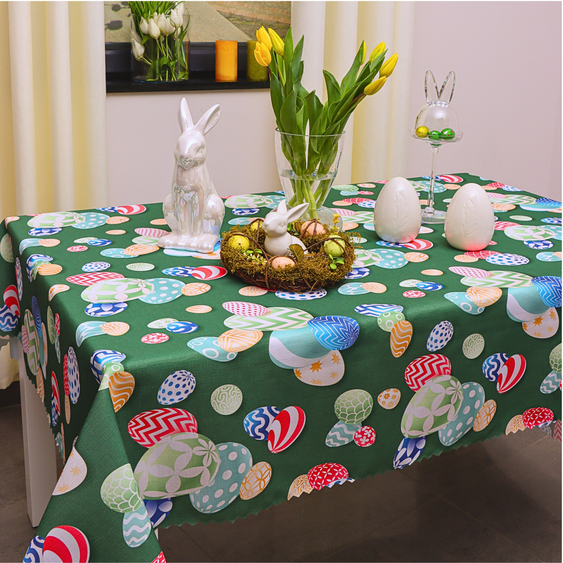 Obrus na stół Wielkanocny-Zielony jajka Obrus na stół Wielkanocny-Zielony jajka