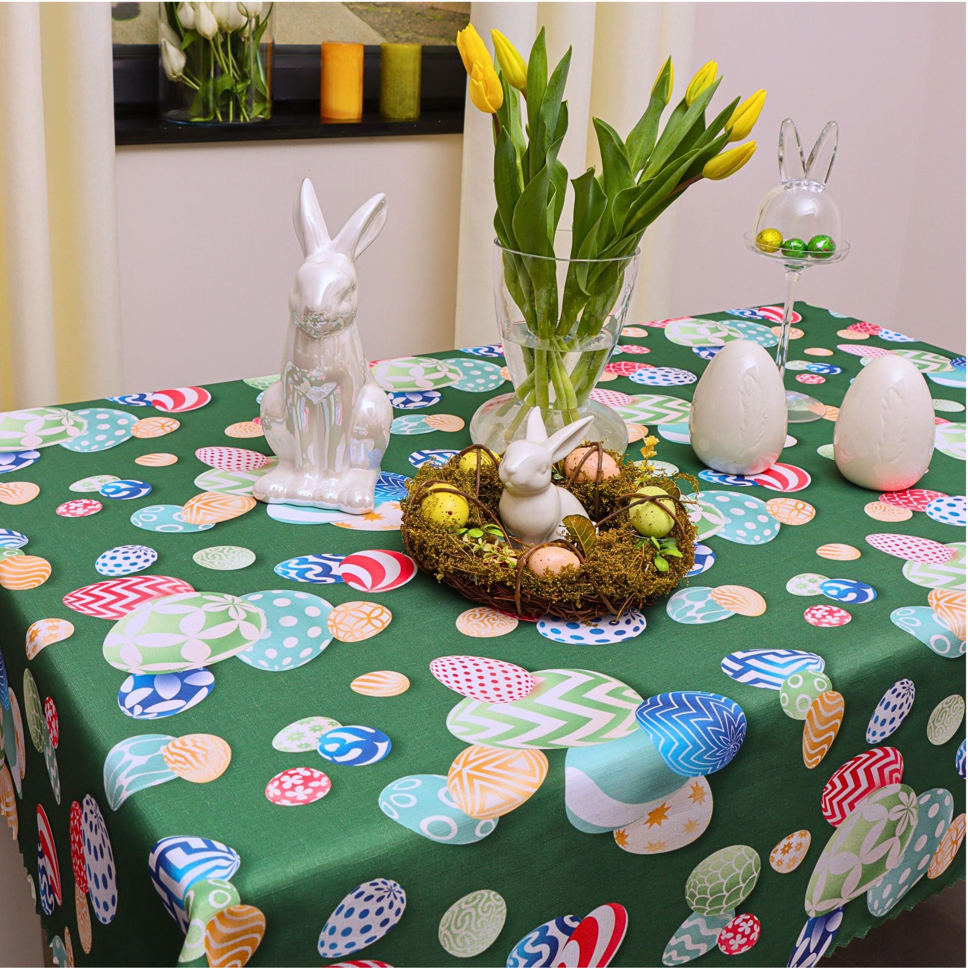 Obrus na stół Wielkanocny-Zielony jajka Obrus na stół Wielkanocny-Zielony jajka