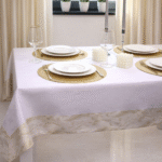 Obrus Chmurka Lux – Biały złoty