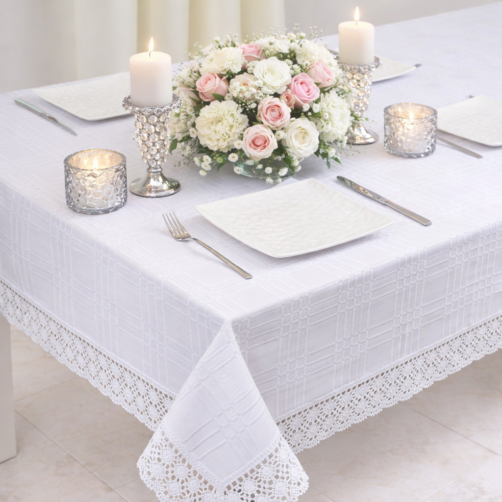 Obrus bawełniany z koronką- Biały Obrus bawełniany z koronką- Biały