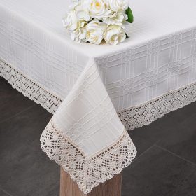 Obrus bawełniany z koronką- Naturalny