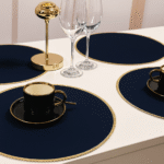 Podkładka okrągła z koronką – Granat + złoto Podkładka okrągła z koronką – Granat + złoto