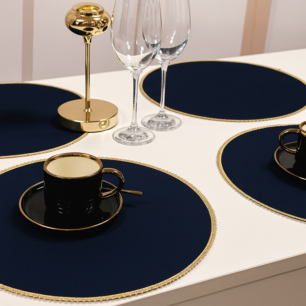 Podkładka okrągła z koronką – Granat + złoto Podkładka okrągła z koronką – Granat + złoto